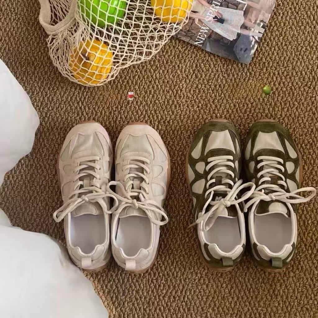 Vintage Patchwork Lace Up Snea - Outdoor Sports Shoes 评论和价格