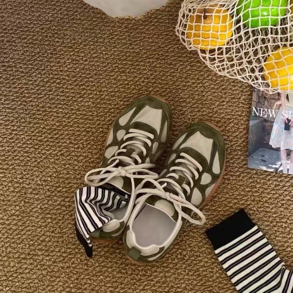 Vintage Patchwork Lace Up Snea - Outdoor Sports Shoes 评论和价格