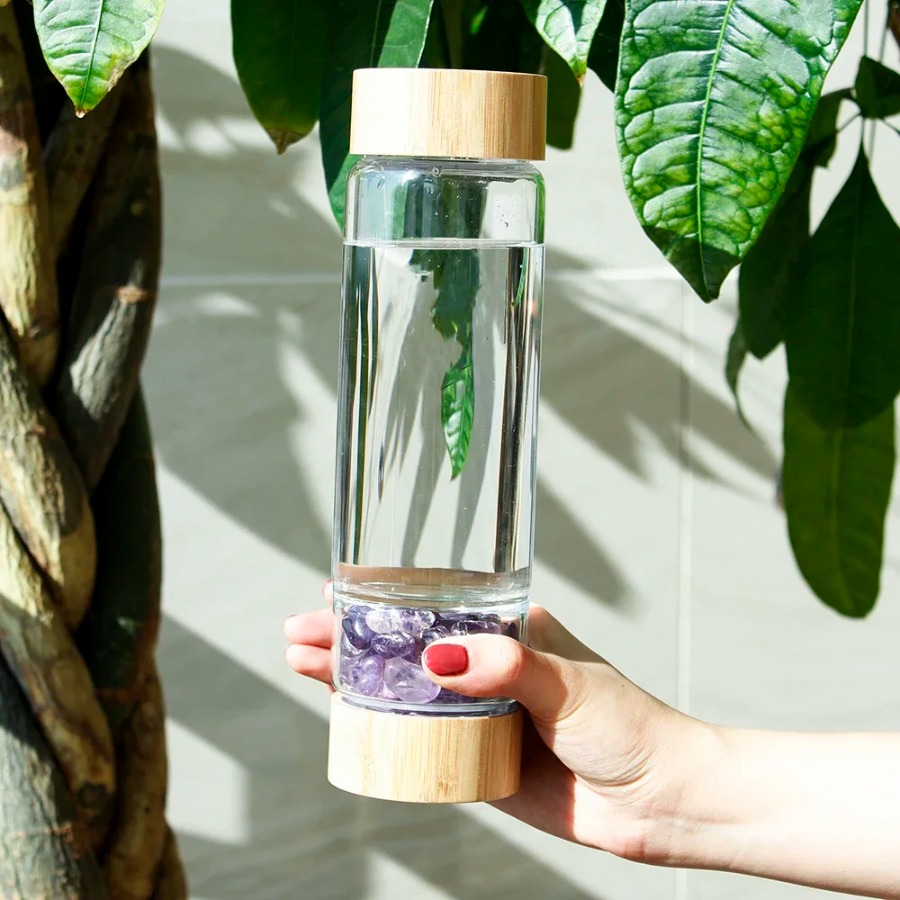 Large Diameter Crystal Natural - Outdoor Sport Glass Water Bottle 评论和价格